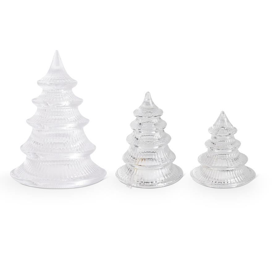 Ribbed Glass Tabletop Trees Set of 3