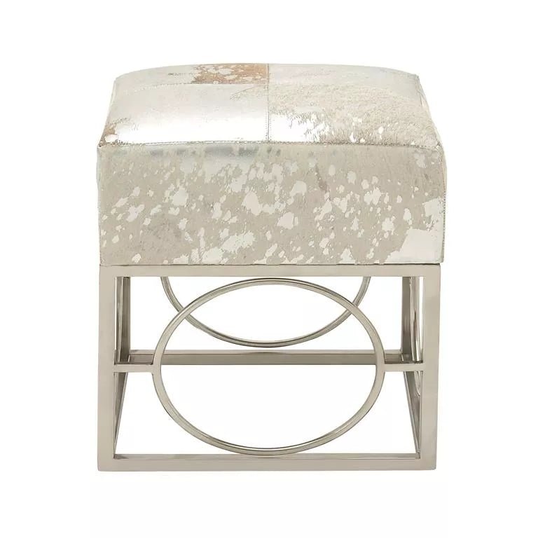 Silver Leather Stool