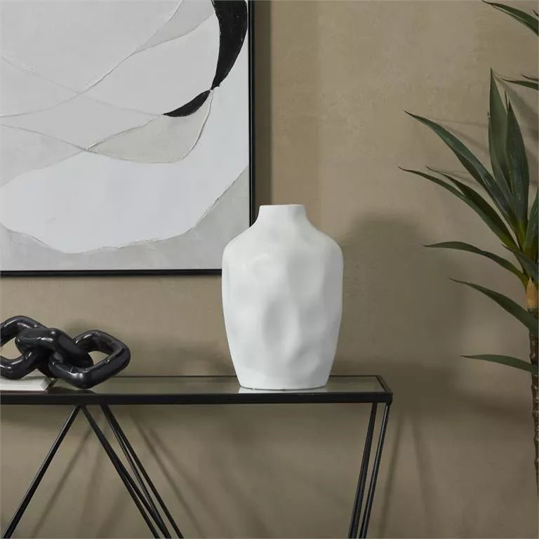 White Ceramic Faceted Vase