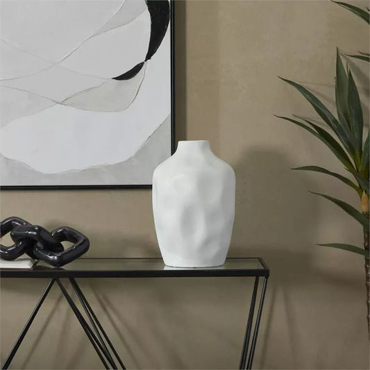 White Ceramic Faceted Vase