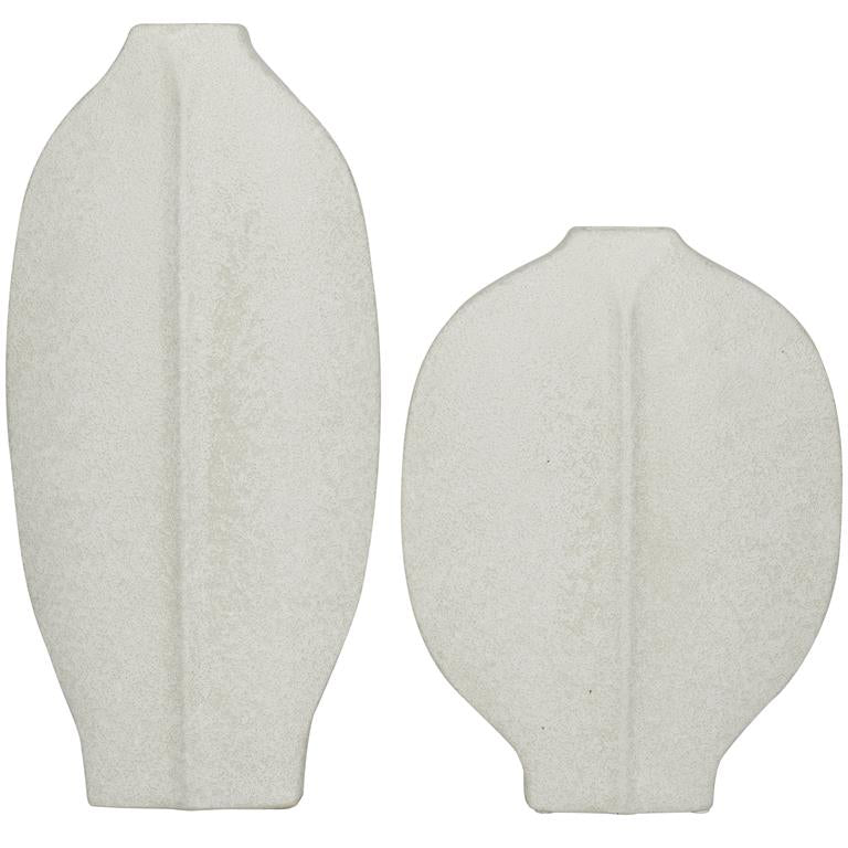 White Ceramic Textured Vase Set