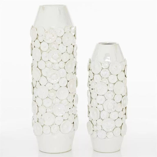 White Ceramic Vase, Set of 2