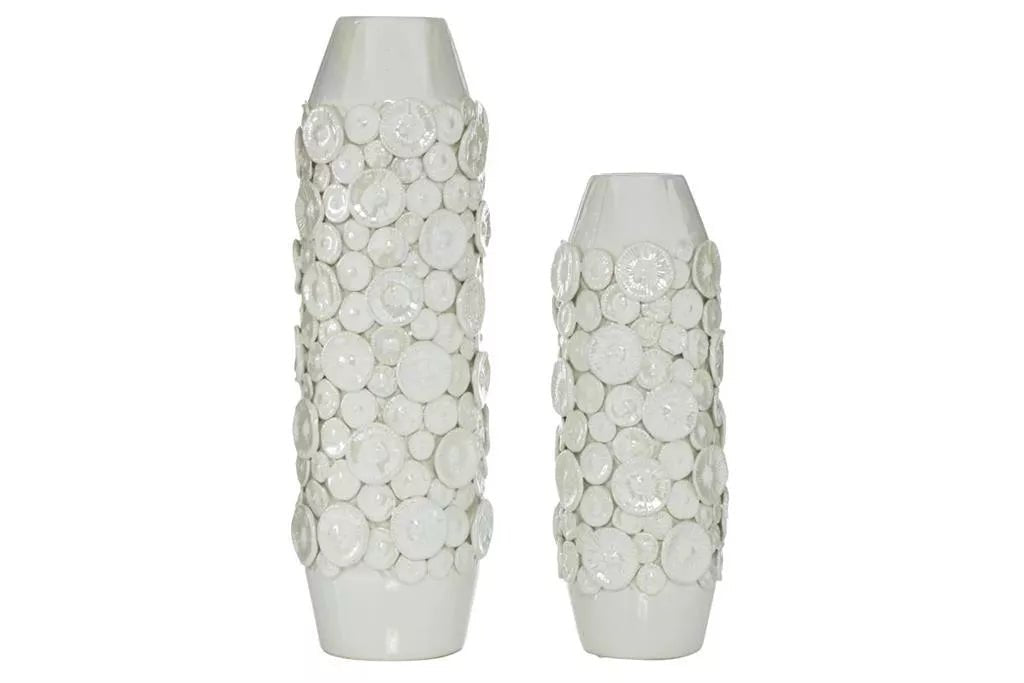 White Ceramic Vase, Set of 2