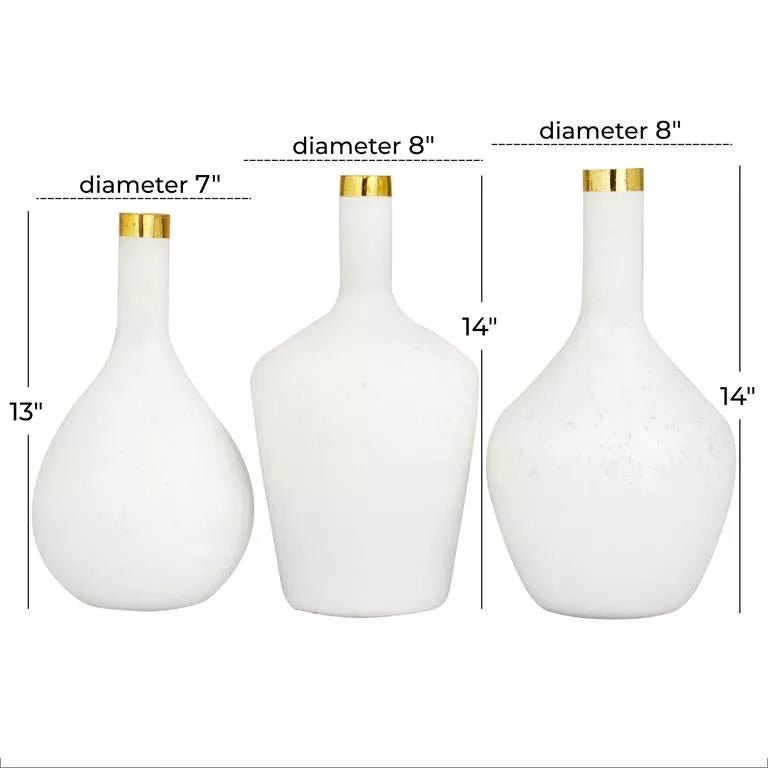 White Glass Vase with Gold Rim