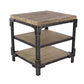 Wood With Metal Two Tier End Table